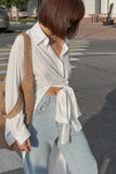 Longline Button-Up Shirt Blouse