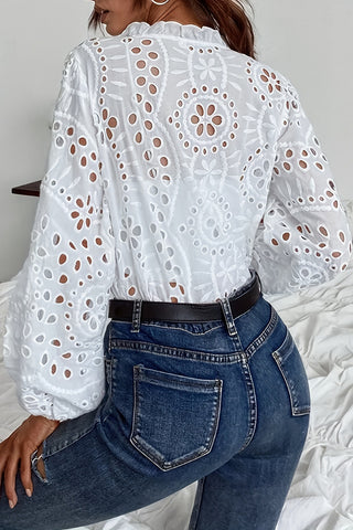 Eyelet Detail Peasant Blouse
