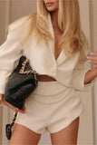 Buttoned Blazer and Shorts Set