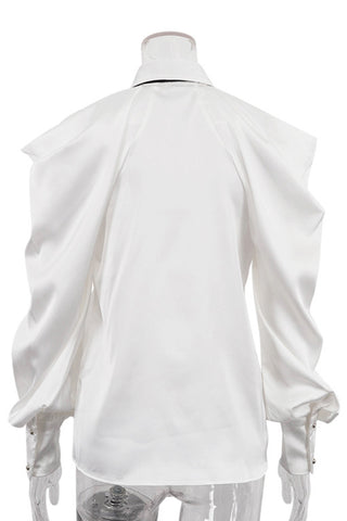Cold-Shoulder Blouse with Tie