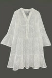 Eyelet Button-Front Casual Dress