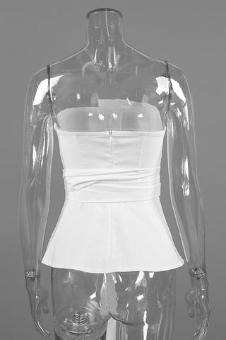 Strapless Tie-Waist Peplum Top