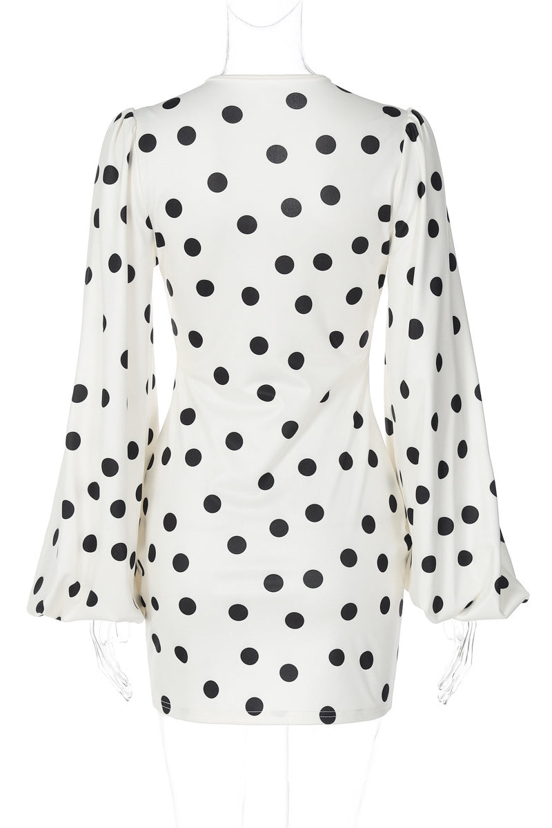 Polka Dot V-Neck Casual Dress