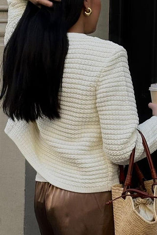 Textured Button-Up Cardigan