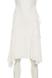 Asymmetrical Midi Skirt with Tie Detail