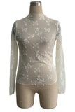 Bow Pattern Sheer Long Sleeve Top