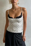 Polka Dot Lace-Trim Tank Top