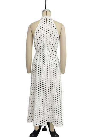 Polka Dot Halter Neck Casual Dress