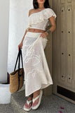 One-Shoulder Knit Vacation Skirt Set