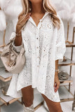 Button-Up Blouse with Eyelet Detailing