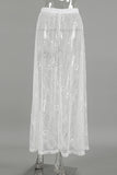 Elegant Sheer Lace Maxi Skirt