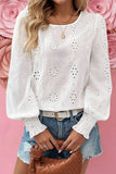 Eyelet Smocked Cuff Sheer Blouse