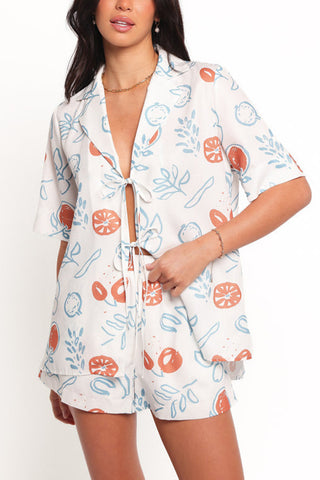 Playful Print Tie-Front Short Set