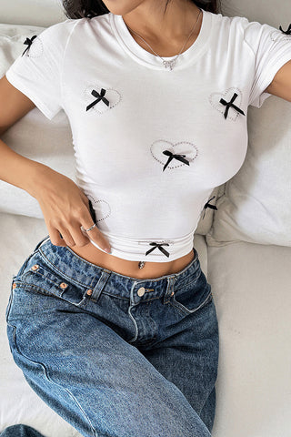 Whimsical Heart-Detail T-Shirt