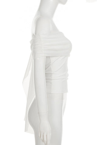 Off-Shoulder Tie Sleeve T-Shirt