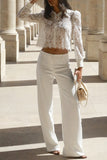 Elegant Lace Button-Up Blouse