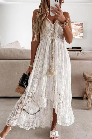 Lace V-Neck Evening Dress