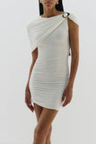 Draped Shoulder Evening Dress