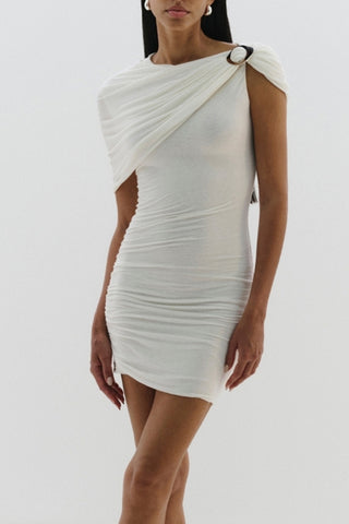 Draped Shoulder Evening Dress
