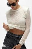 Sheer Long-Sleeve Knit Top