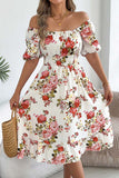 Off-Shoulder Floral Casual Dress