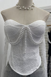 Pearl-Embellished Lace Tank Top