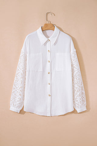 Lace Patchwork Long Sleeve Blouse