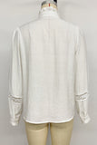 Lace-Trim Ruffle Neck Blouse