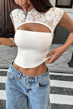 Lace-Trimmed Cutout Tank Top
