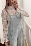 Lace Bell Sleeve Mock Neck Blouse