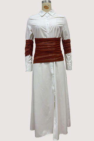 Contrast Waist Shirt Dress