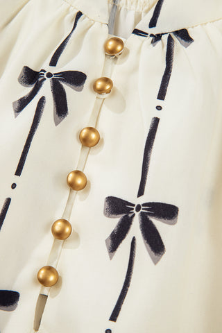 Bow Print Ruffle Mini Dress