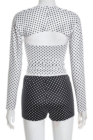 Polka Dot Long Sleeve Short Set
