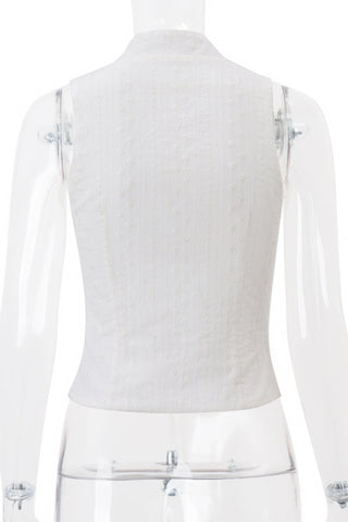 Button-Front Sleeveless Top