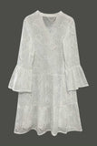 Eyelet Button-Front Casual Dress