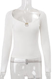 Elegant Long-Sleeve Blouse with Metal Accent