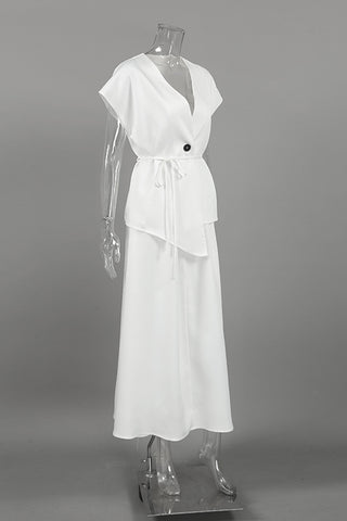 Elegant Buttoned Skirt Set