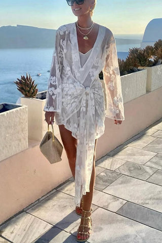 Floral Lace Wrap Romper