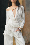 Asymmetric Draped Neckline Blouse