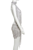 Halter Neck Cocktail Dress with Scarf