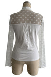 Polka Dot Mesh Long Sleeve Blouse