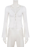 V-Neck Ribbed Hook Detail Blouse