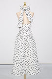 Polka Dot Halter Casual Dress