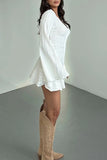 Button-Front Casual Dress with Flared Hem