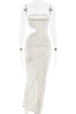 Elegant Lace Strapless Evening Dress
