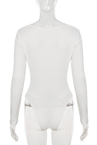 Lace-Accent V-Neck Bodysuit