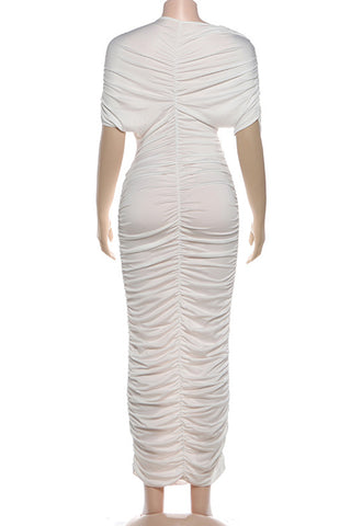 One-Shoulder Ruched Casual Dress