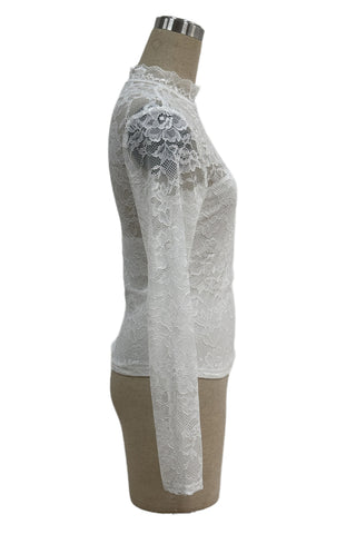 Elegant Lace Long-Sleeve Blouse