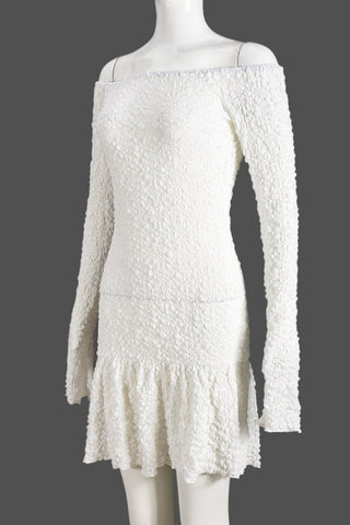 Off-Shoulder Textured Casual Dress