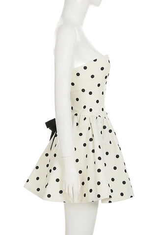 Strapless Polka Dot Casual Dress